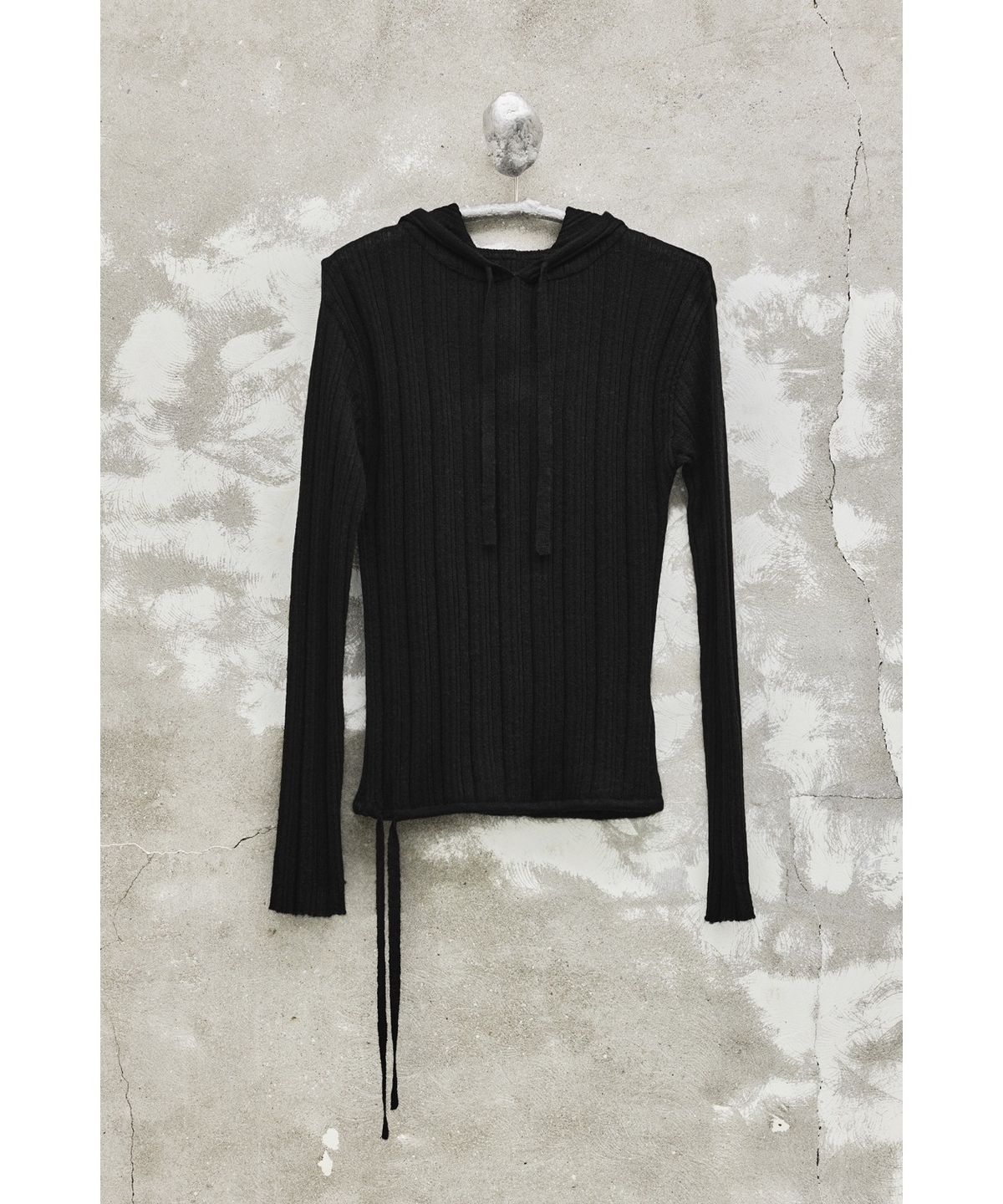 유스(YOUTH) Hooded Knit Top - Black
