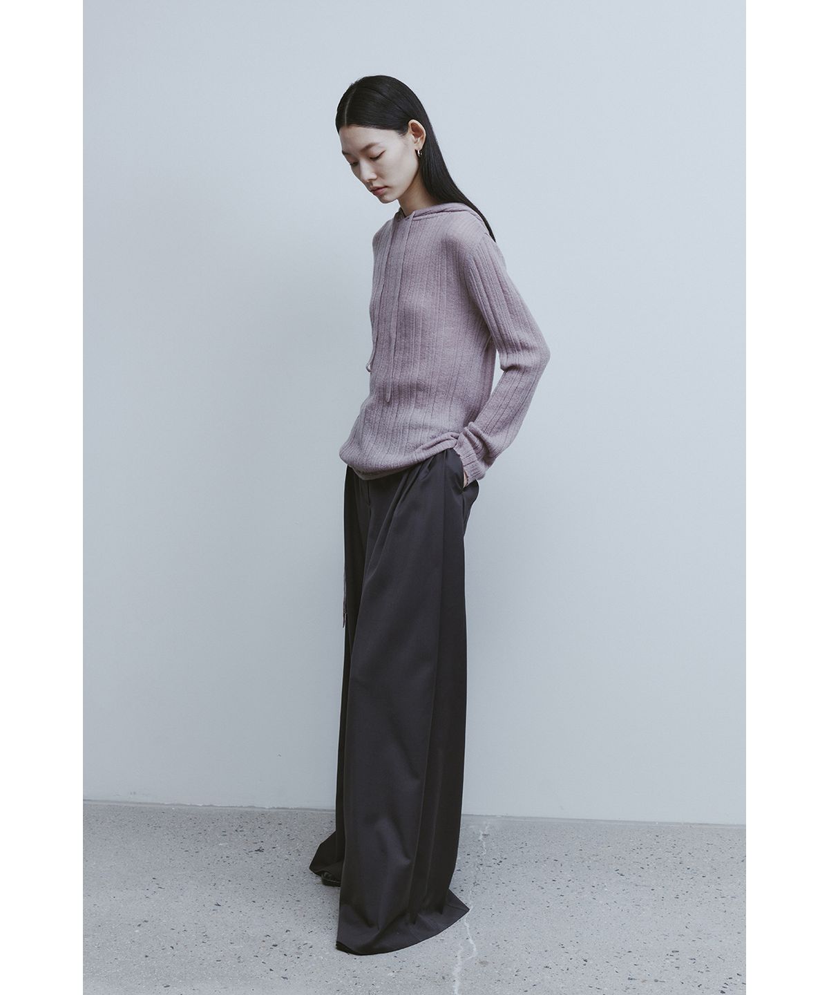 유스(YOUTH) Hooded Knit Top - Lavender