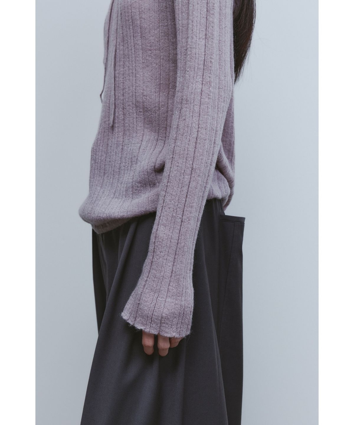 유스(YOUTH) Hooded Knit Top - Lavender