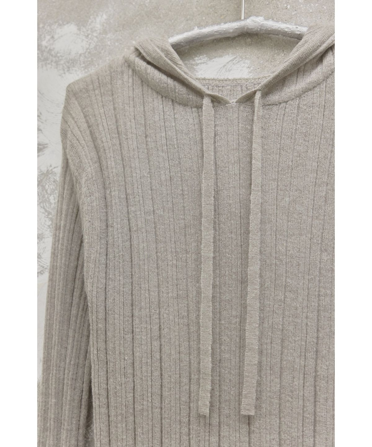 유스(YOUTH) Hooded Knit Top - Light Grey