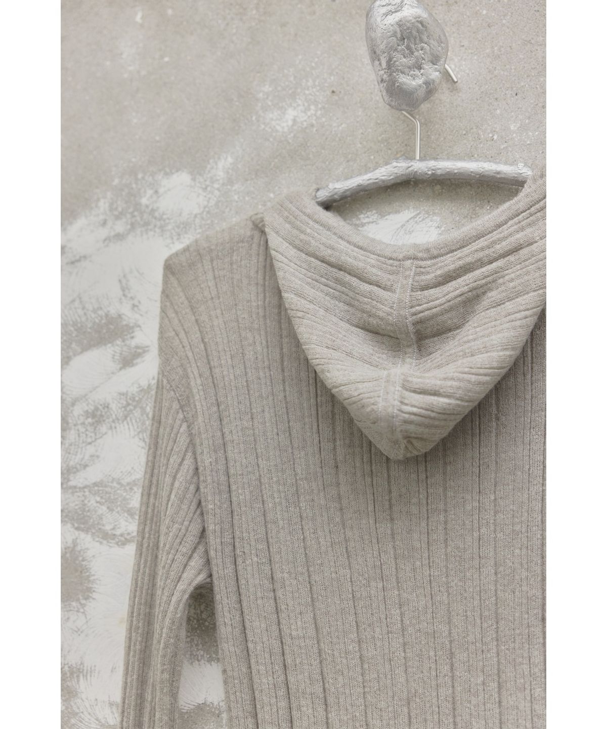 유스(YOUTH) Hooded Knit Top - Light Grey