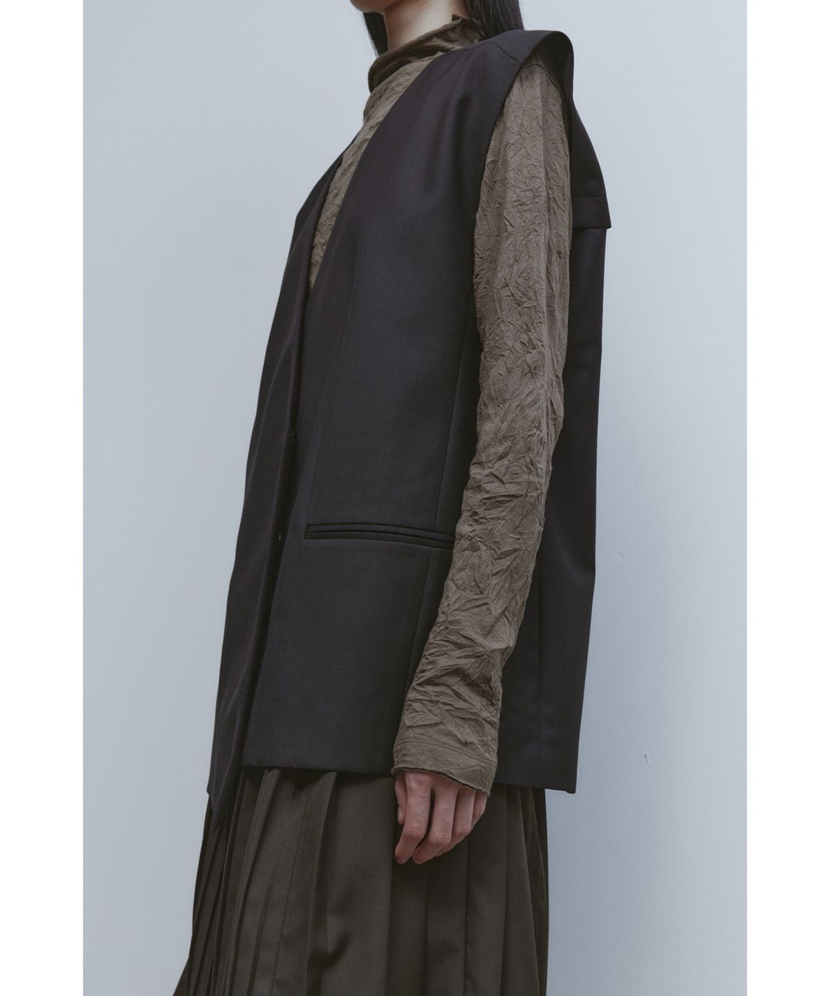 유스(YOUTH) Oversized Tailored Vest - Brown