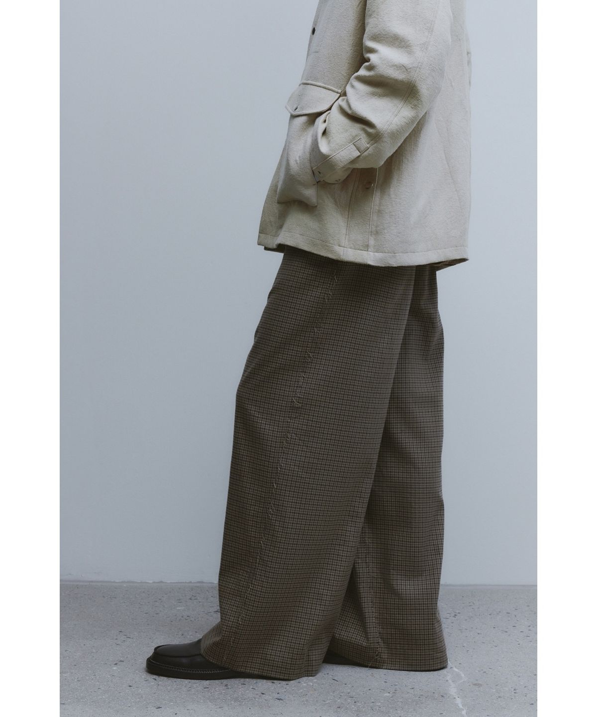 유스(YOUTH) Triple Stitch Wide Trousers - Brown check