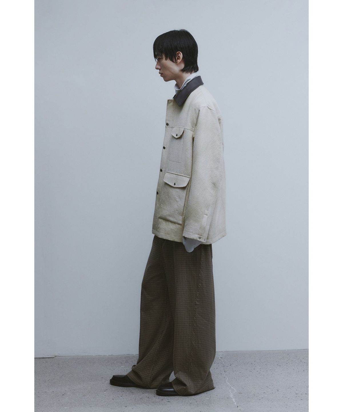 유스(YOUTH) Triple Stitch Wide Trousers - Brown check