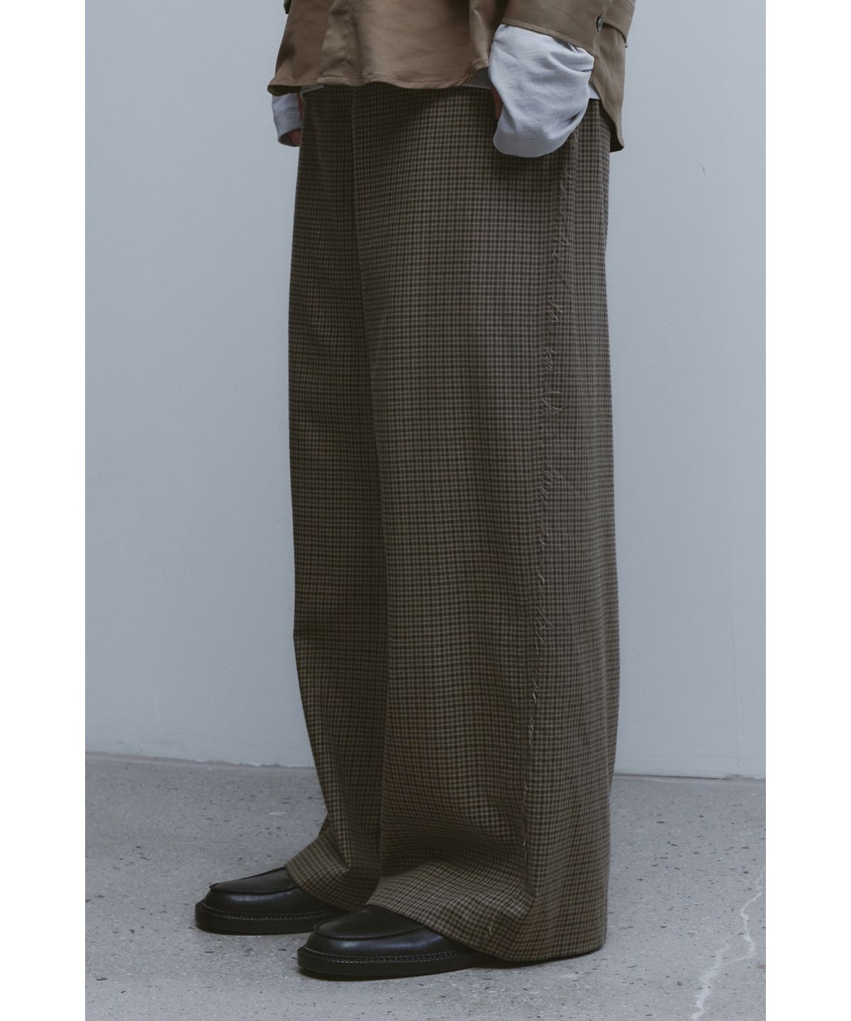 유스(YOUTH) Triple Stitch Wide Trousers - Brown check