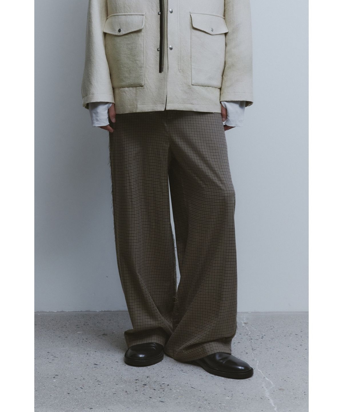 유스(YOUTH) Triple Stitch Wide Trousers - Brown check