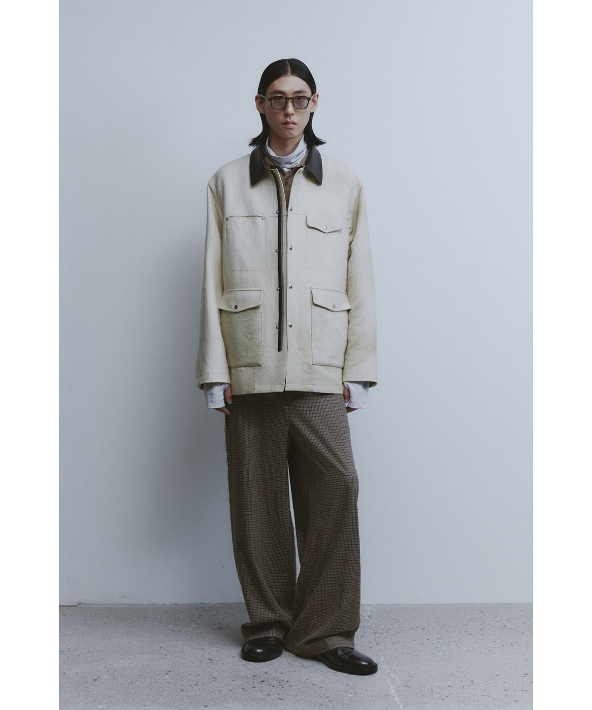 유스(YOUTH) Triple Stitch Wide Trousers - Brown check