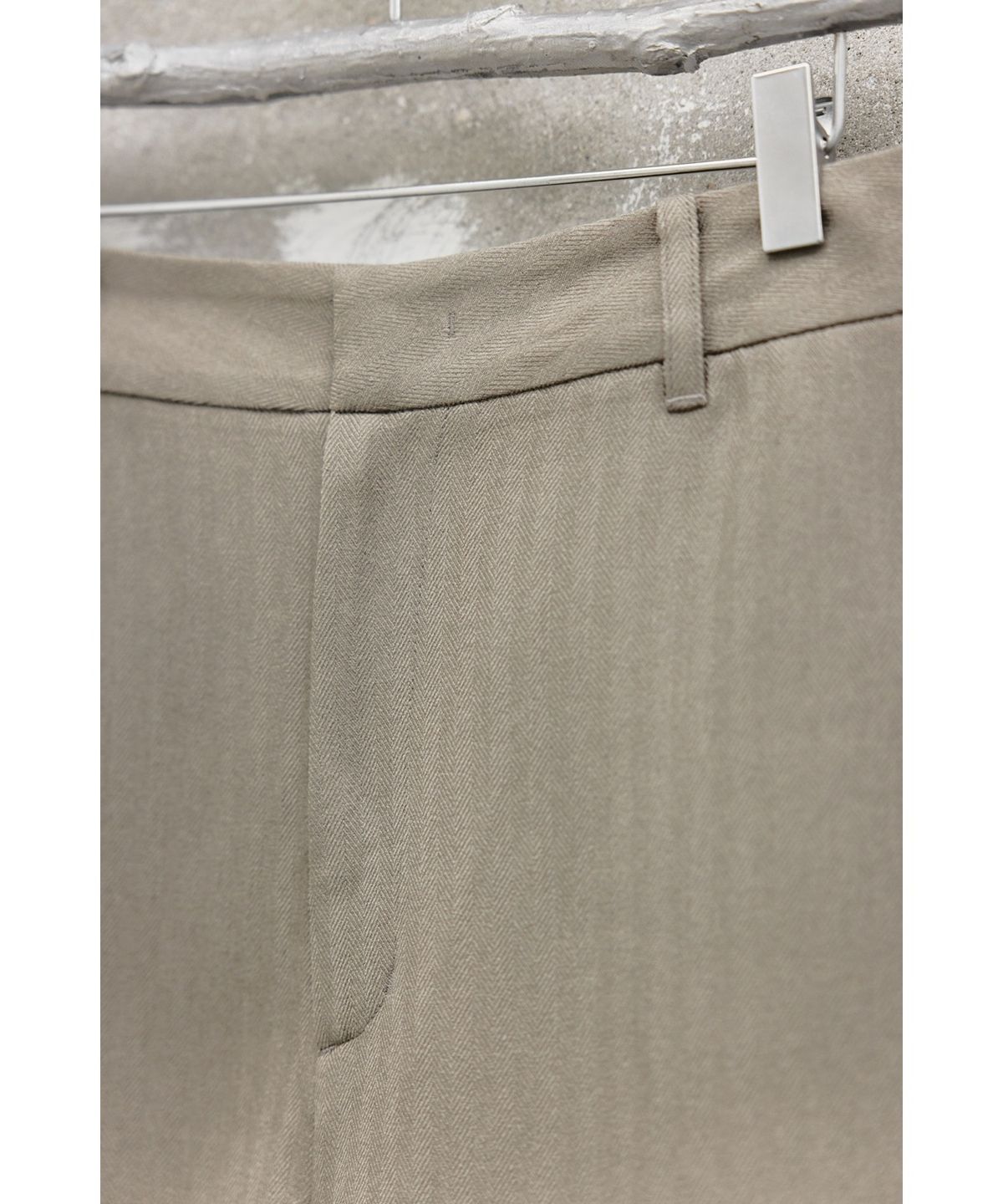 유스(YOUTH) Triple Stitch Wide Trousers - Beige Herringborn