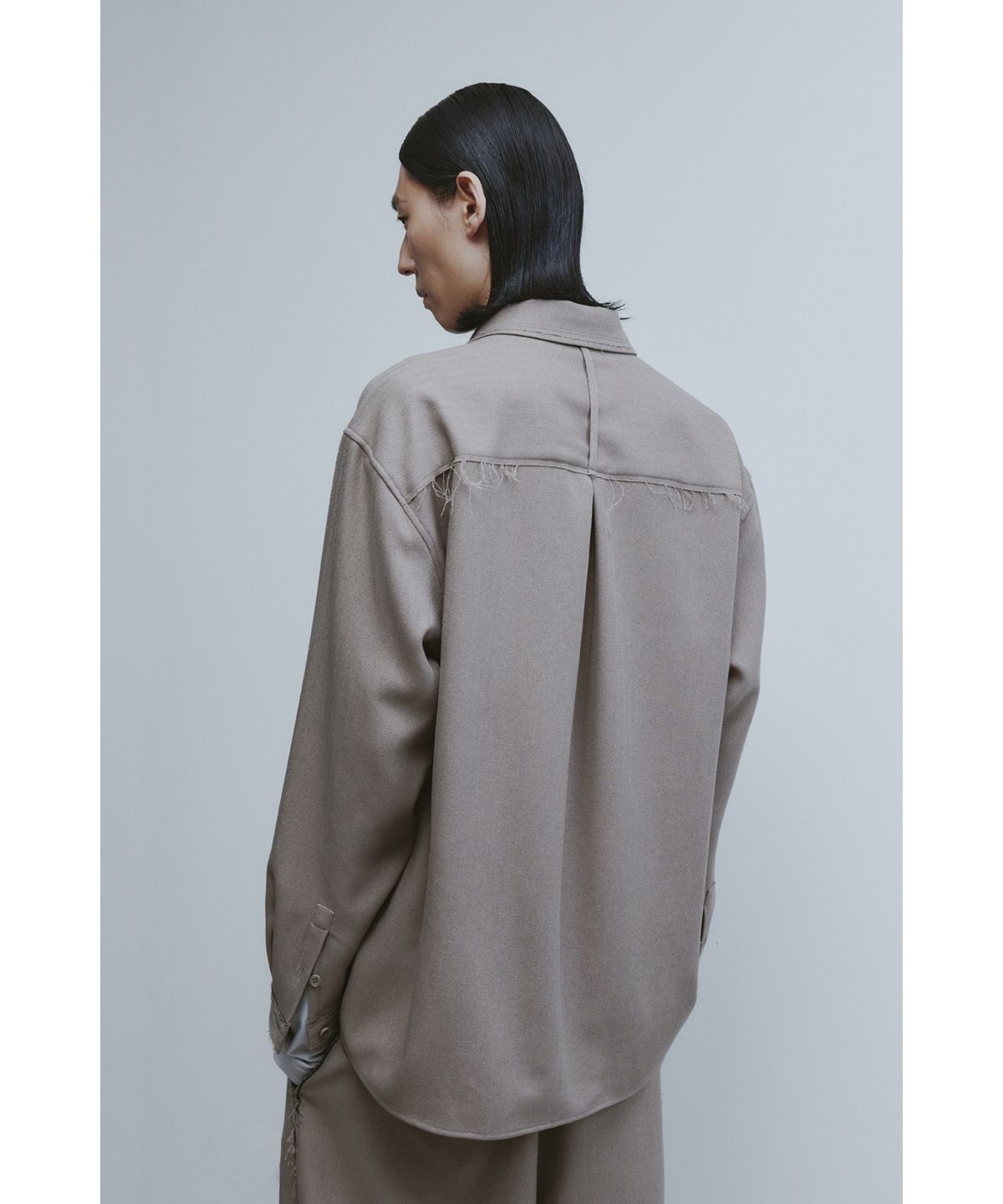 유스(YOUTH) Cut-off Loosed Shirt - Beige Herringborn