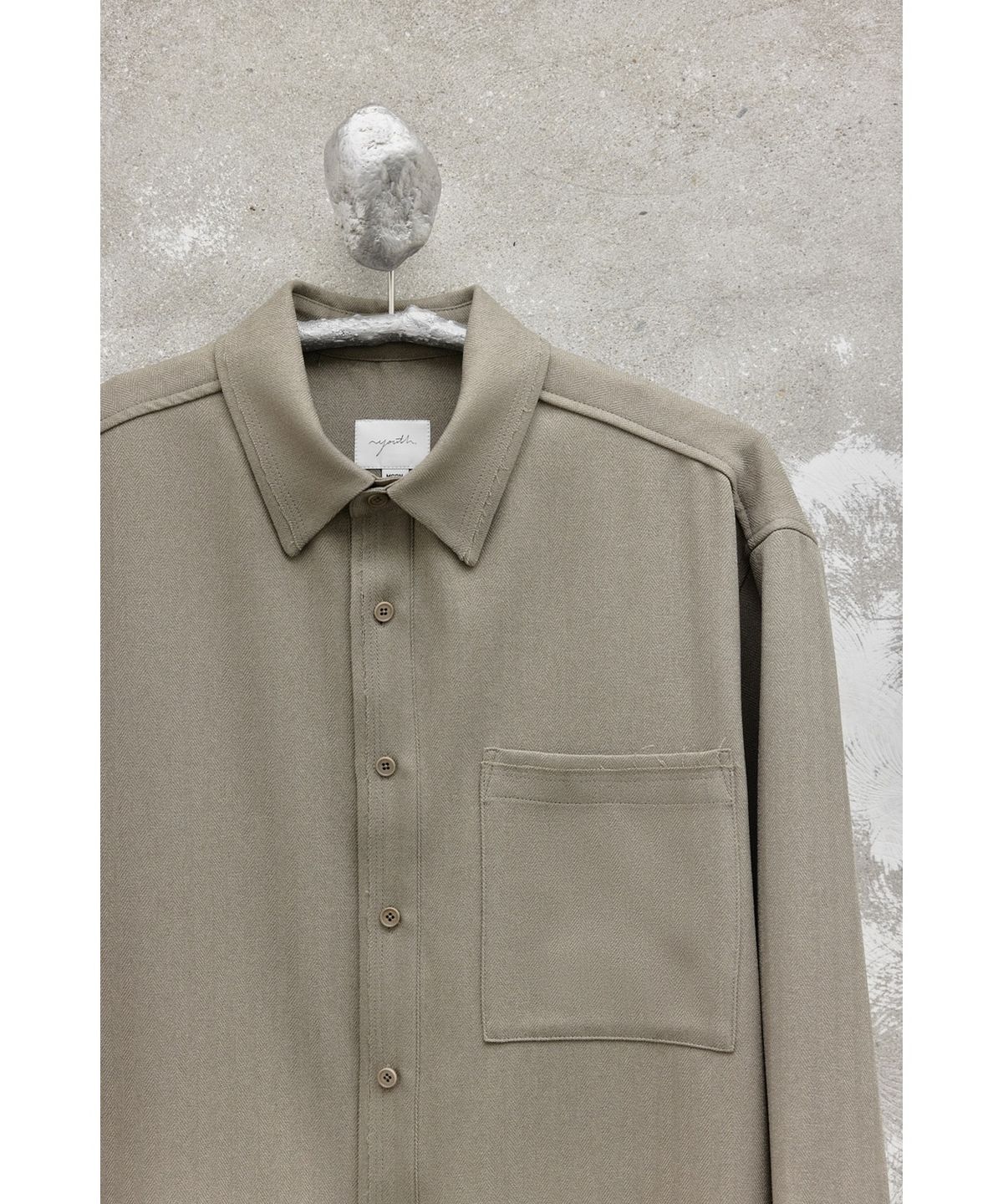 유스(YOUTH) Cut-off Loosed Shirt - Beige Herringborn
