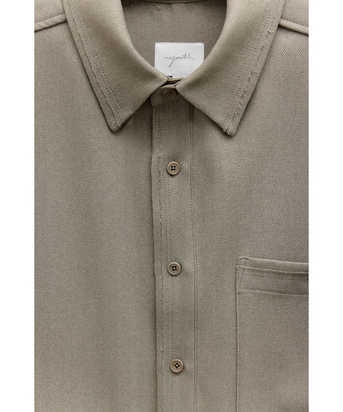 유스(YOUTH) Cut-off Loosed Shirt - Beige Herringborn