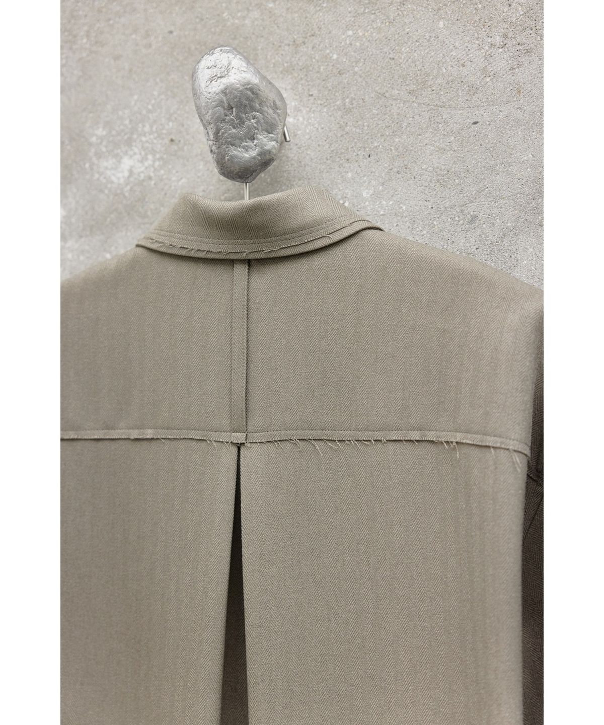 유스(YOUTH) Cut-off Loosed Shirt - Beige Herringborn