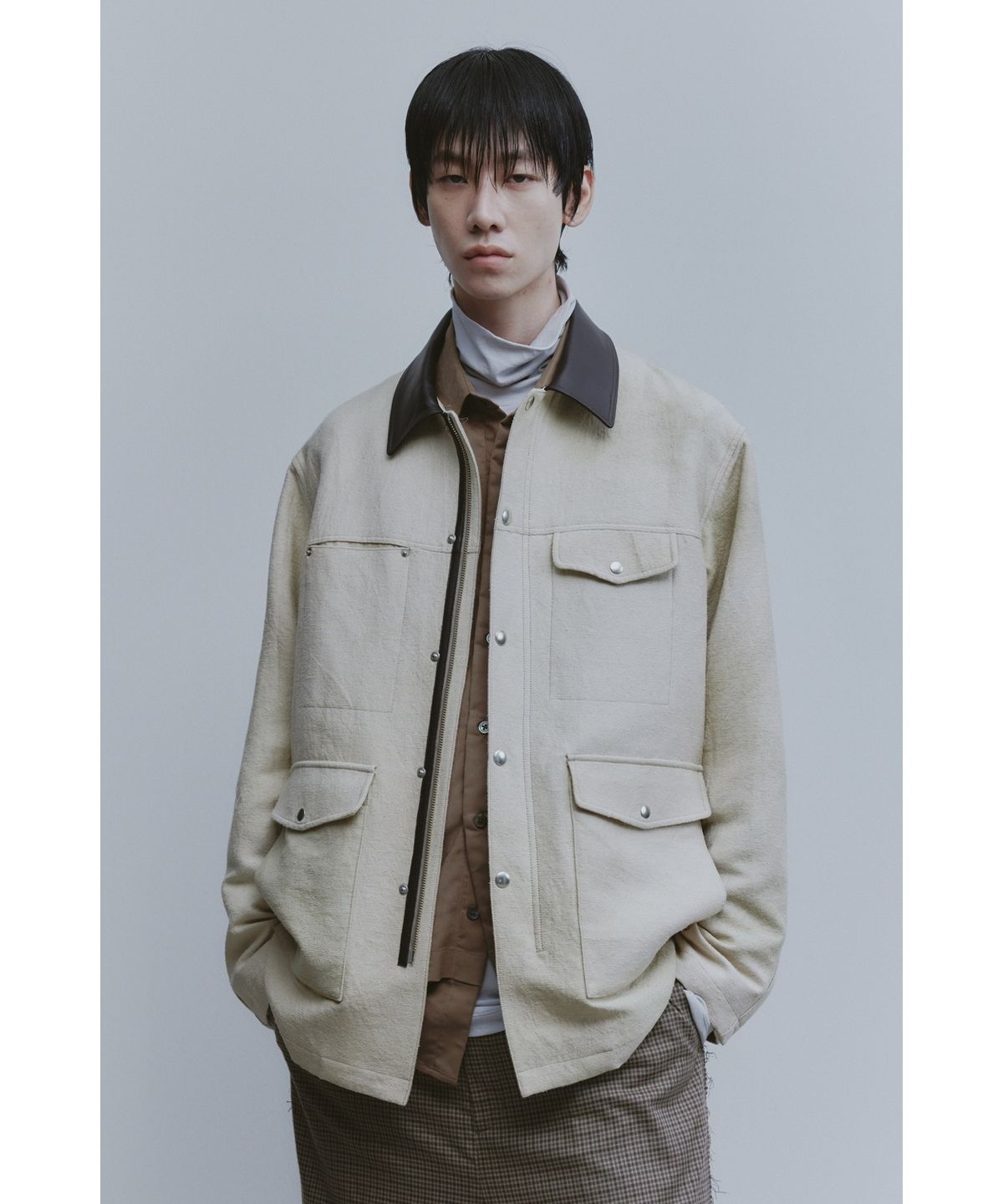 유스(YOUTH) Faux Suede Layered Shirt - Brown