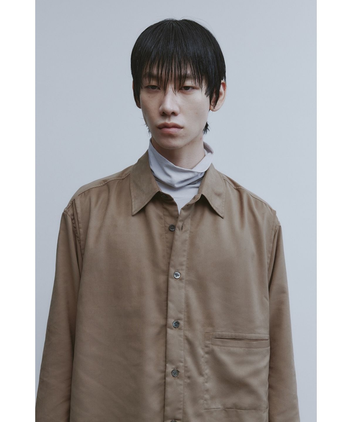 유스(YOUTH) Faux Suede Layered Shirt - Brown