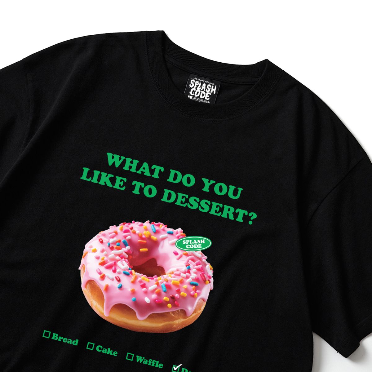 스플래시코드(SPLASHCODE) 반팔 티셔츠 블랙 - 디저트 도넛(Dessert Donut)