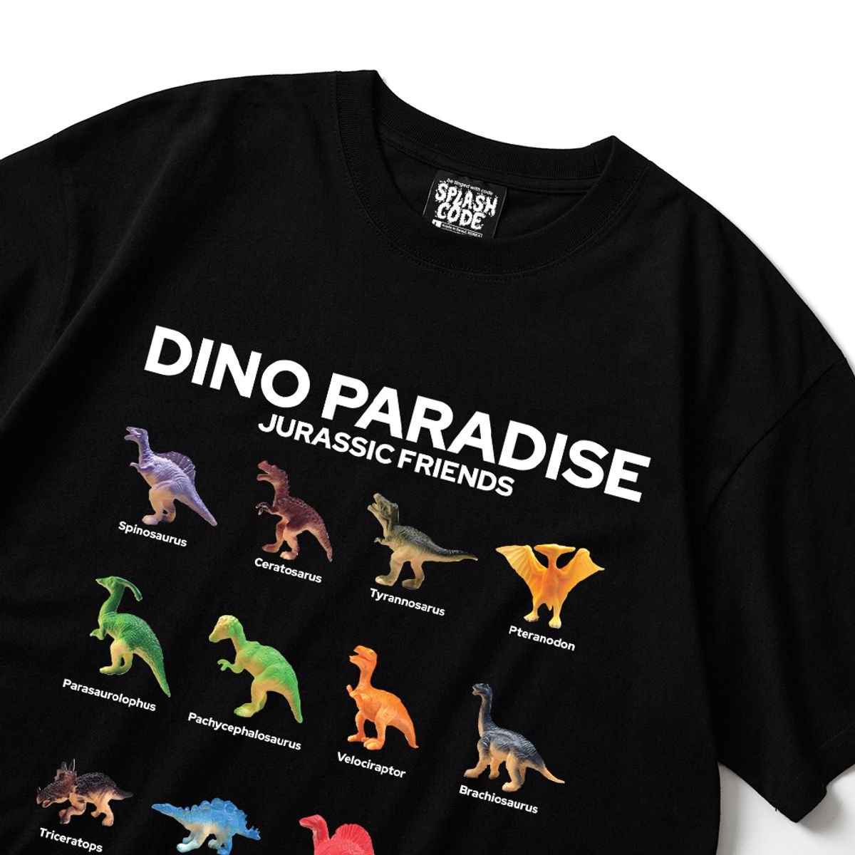 스플래시코드(SPLASHCODE) 반팔 티셔츠 블랙 - 디노 파라다이스(Dino Paradise)