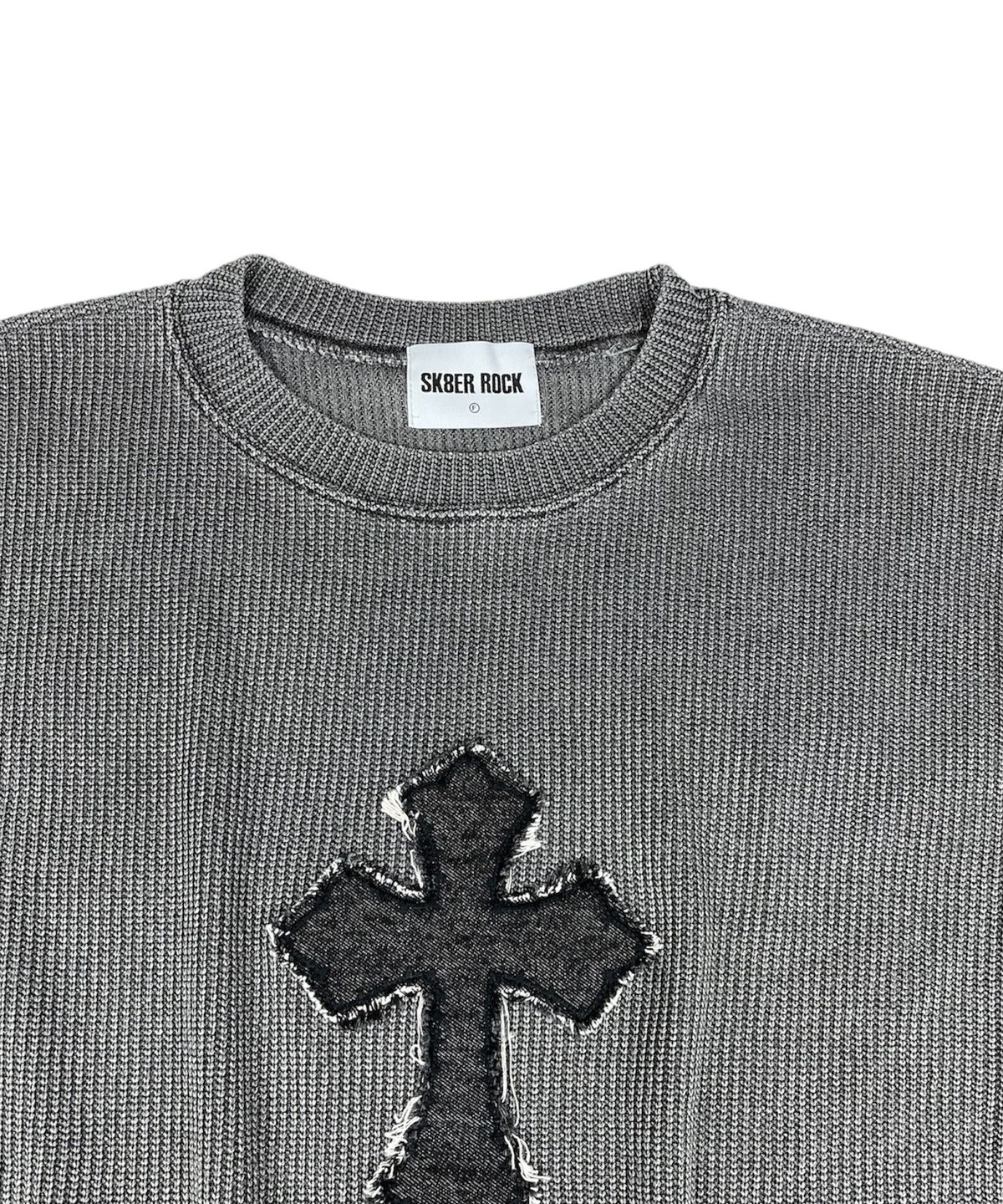 스케이터락(SK8ER ROCK) Classic Cross Pigment Oversized Knit ((Charcoal))