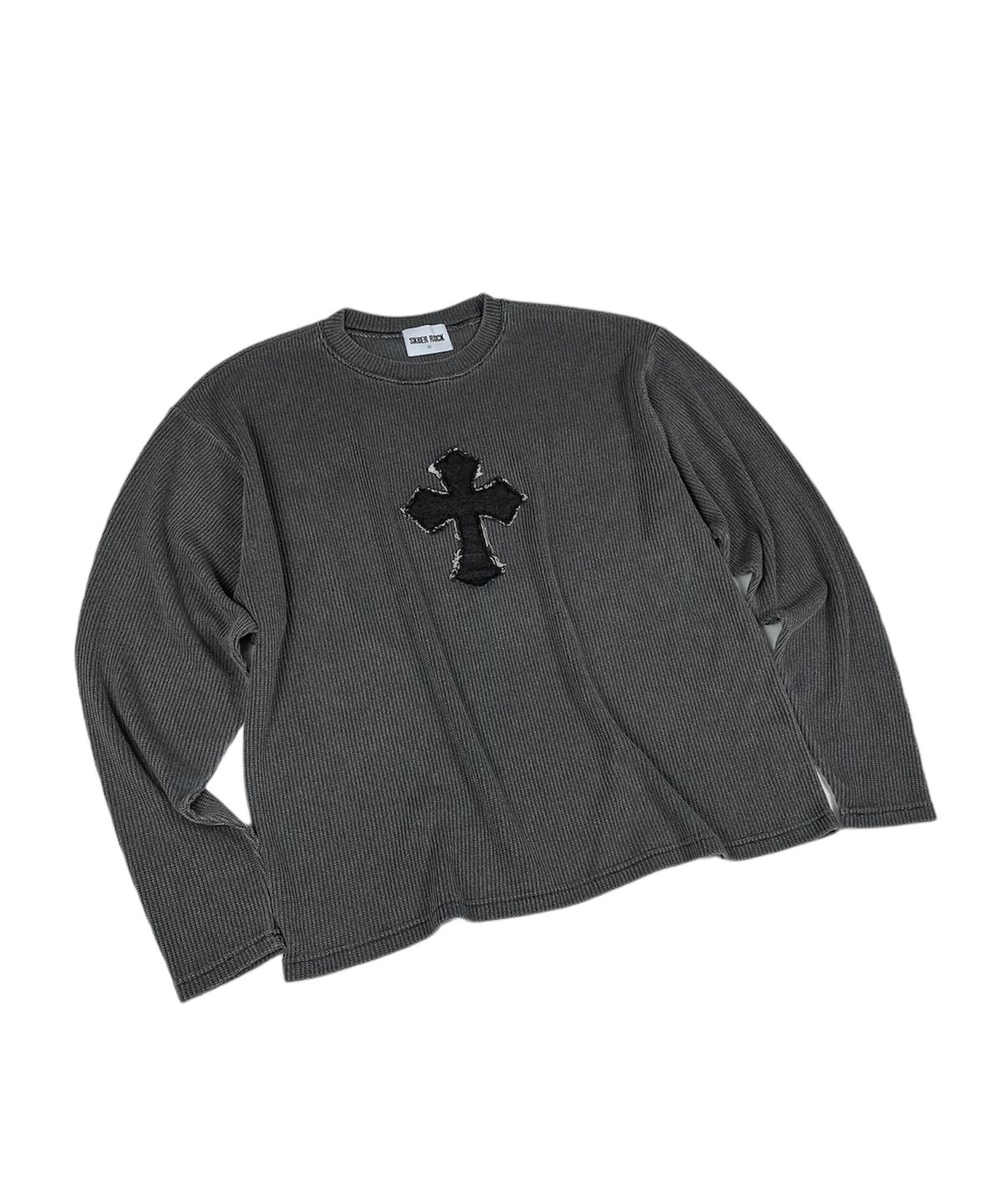 스케이터락(SK8ER ROCK) Classic Cross Pigment Oversized Knit ((Charcoal))