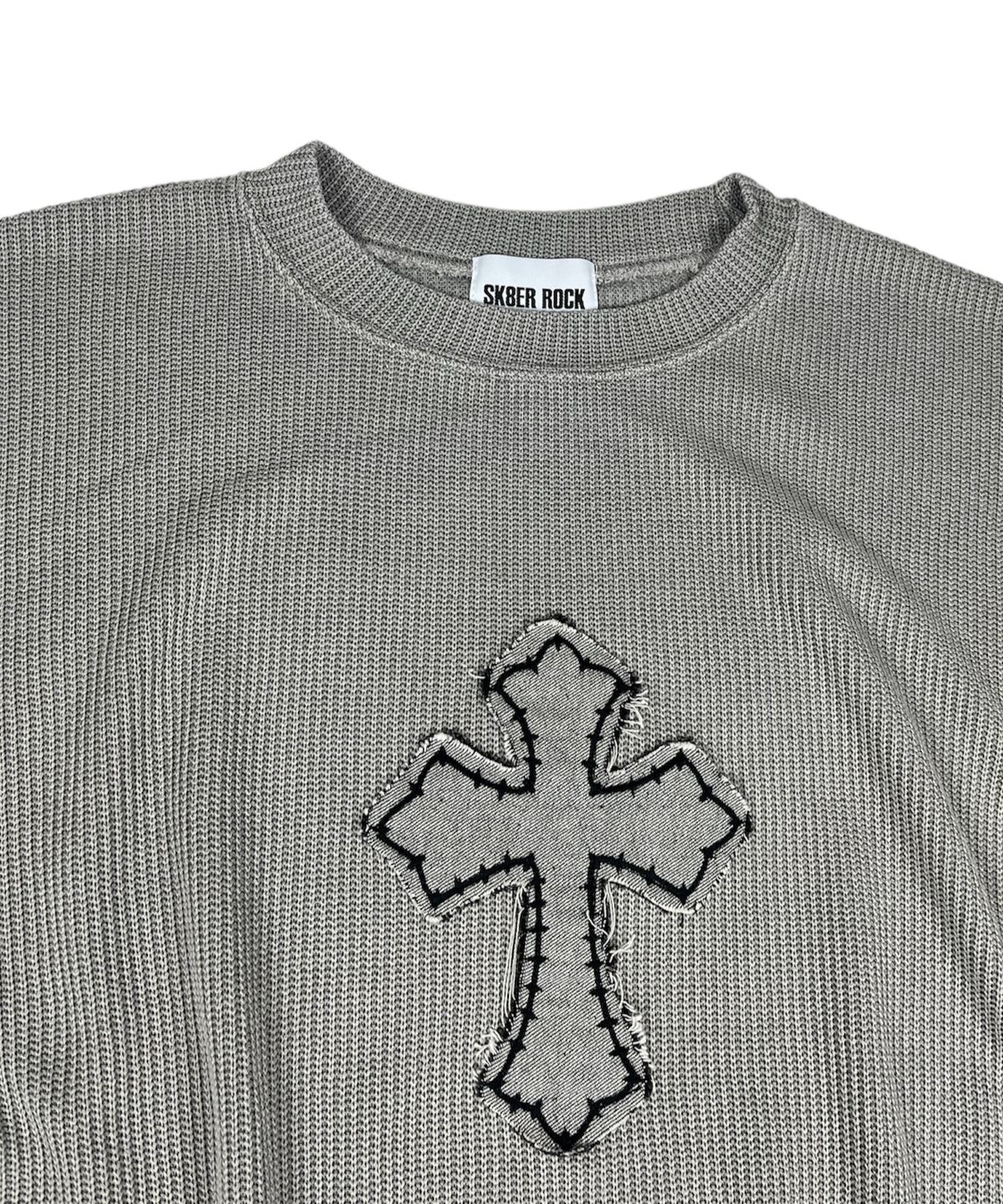 스케이터락(SK8ER ROCK) Classic Cross Pigment Oversized Knit ((Gray))