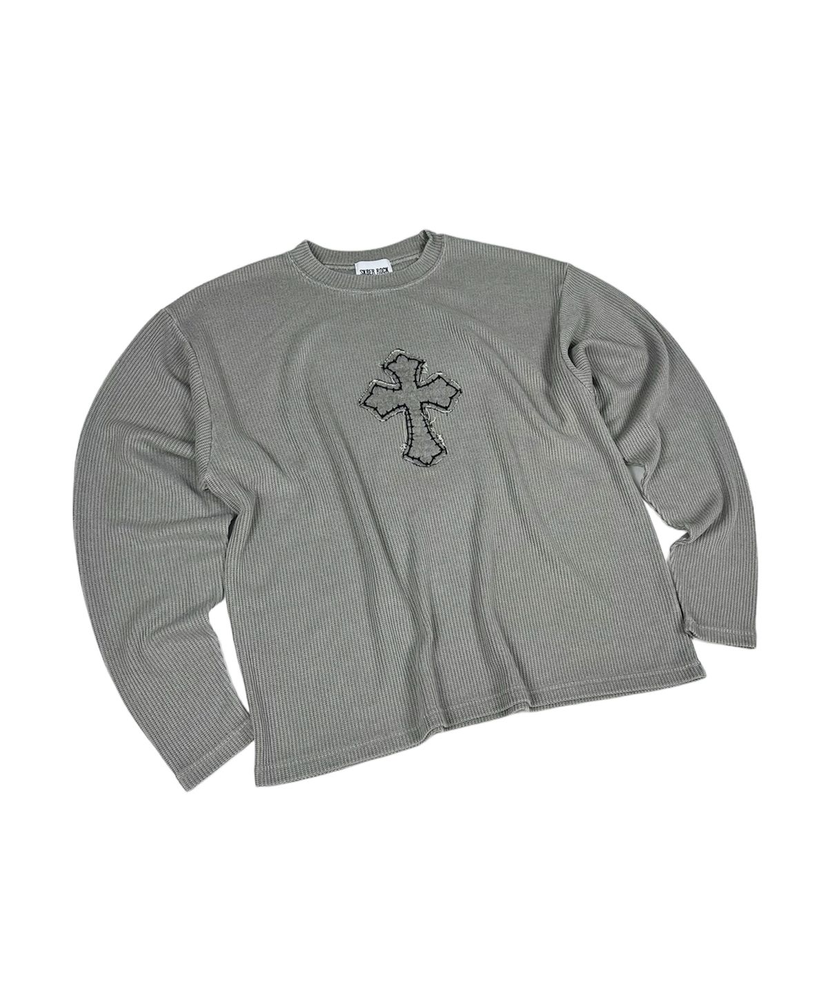 스케이터락(SK8ER ROCK) Classic Cross Pigment Oversized Knit ((Gray))
