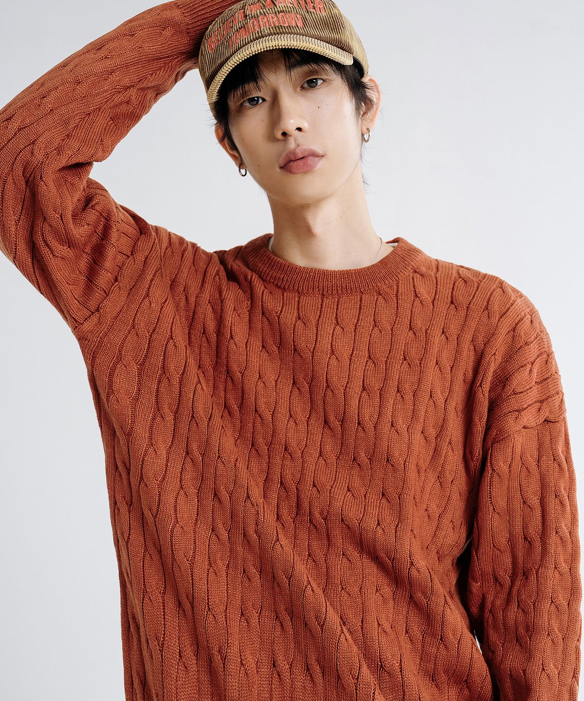 리메인세컨드(LEMAIN SECOND) 오버핏 볼륨 워셔블 크루넥 케이블 니트_9COLOR