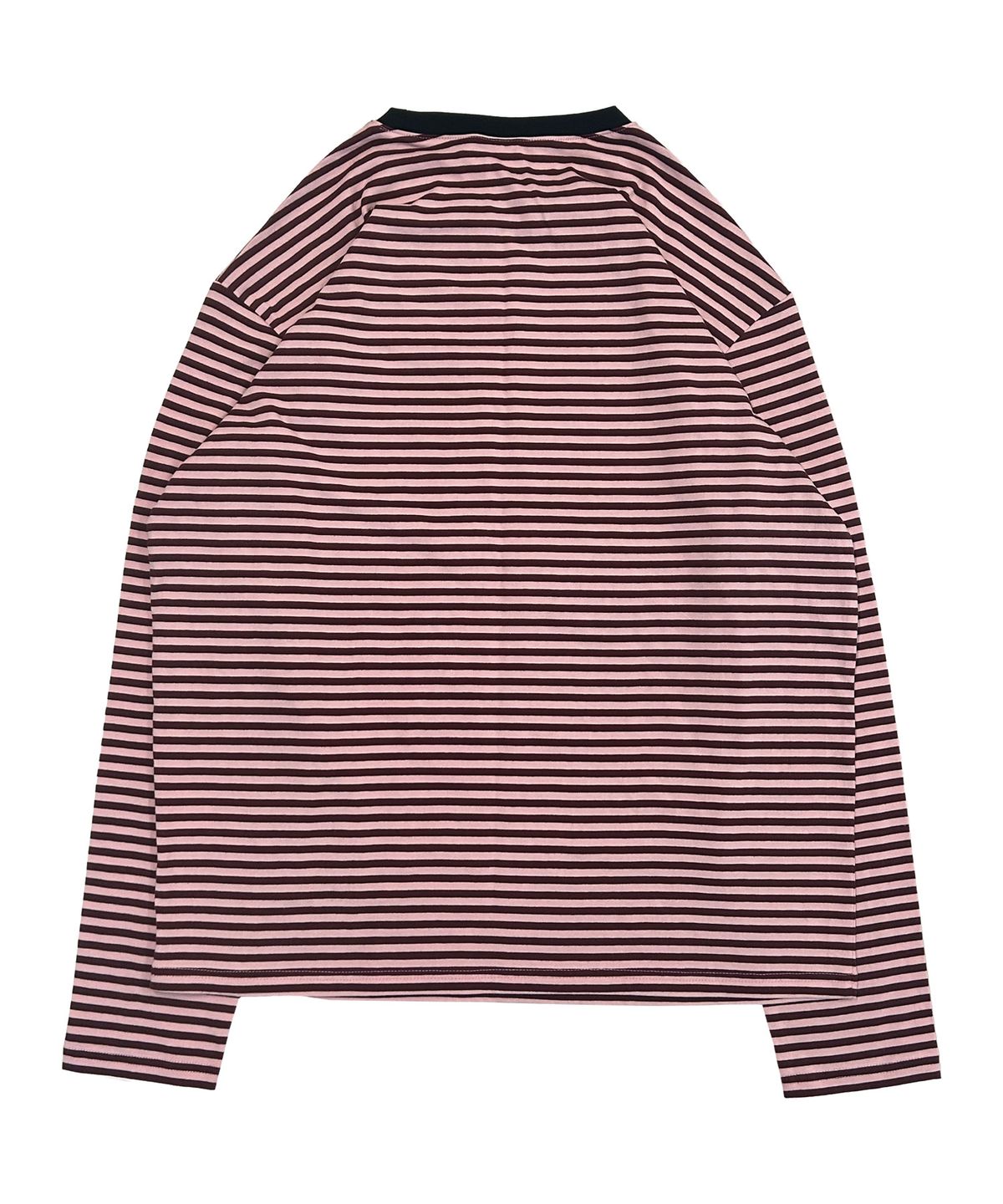 더콜디스트모먼트(THE COLDEST MOMENT) TCM mini logo stripe long sleeve (pink/red)