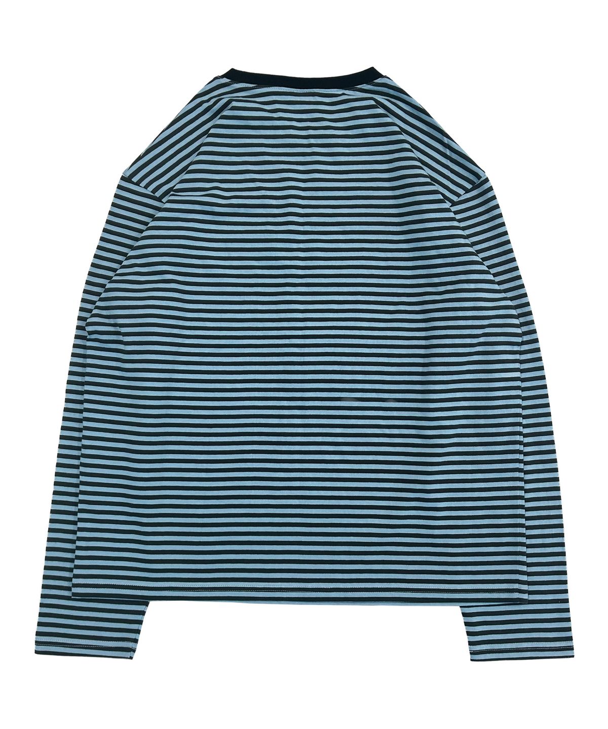더콜디스트모먼트(THE COLDEST MOMENT) TCM mini logo stripe long sleeve (sky blue/charcoal)