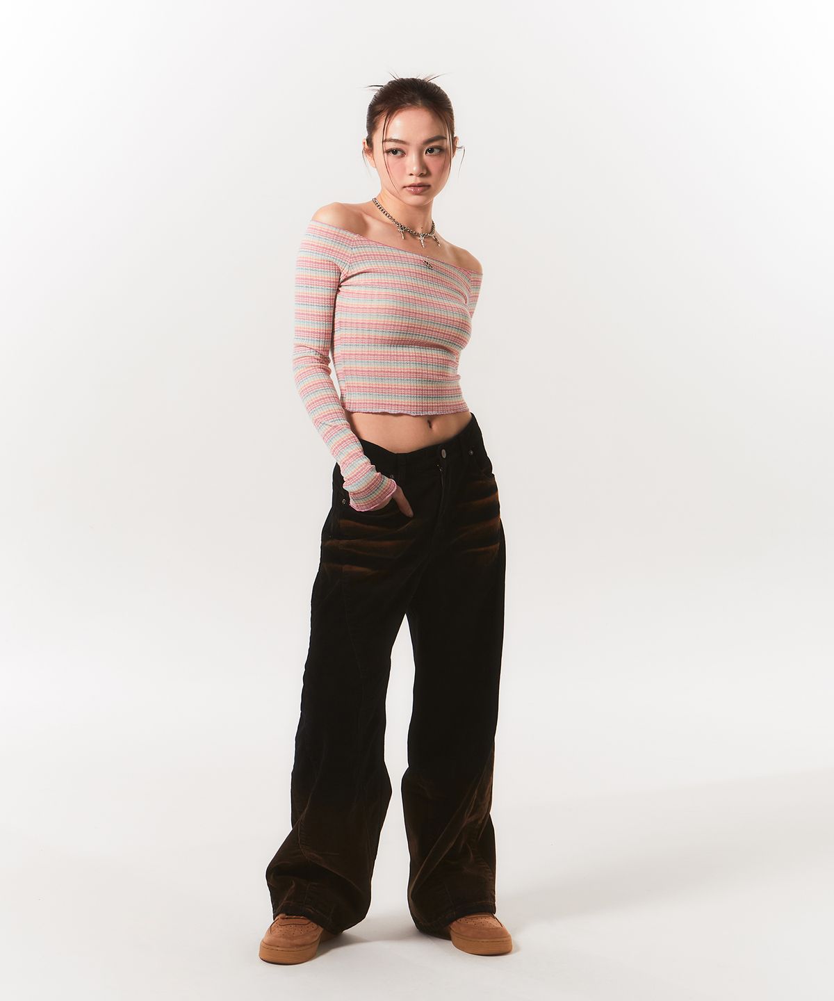 체리퀴리(CHERRYQUIRI) coduroy gradation pt - black