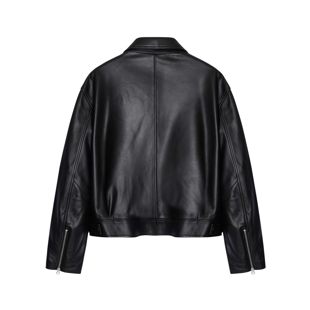 MUSINSA公式 | LEFTSEOUL Unisex Lambskin Classic Jacket [BK]