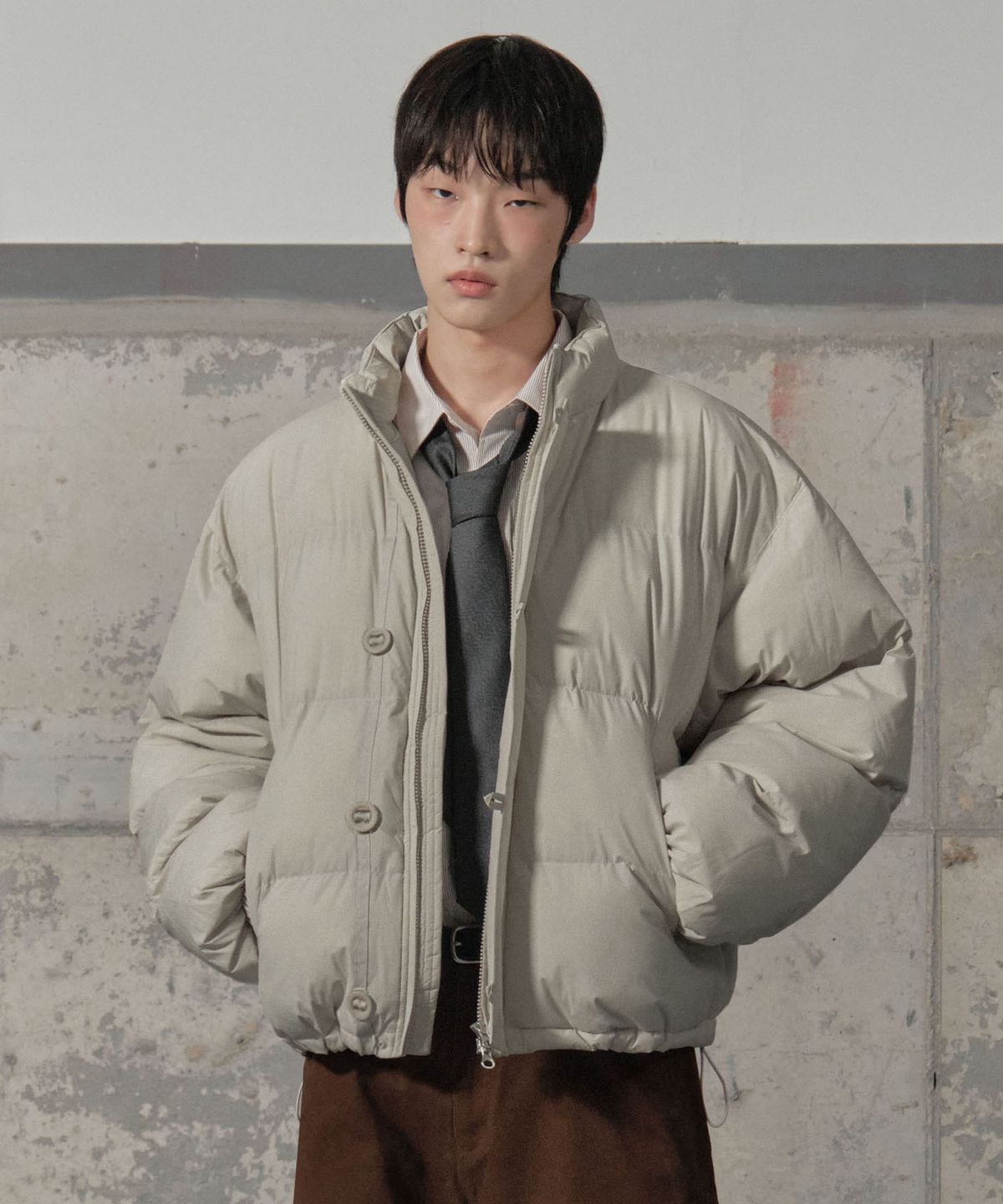 세컨모놀로그(SECONDMONO) Double Adjust Button Short Padded Jumper 6 color_SEJP005