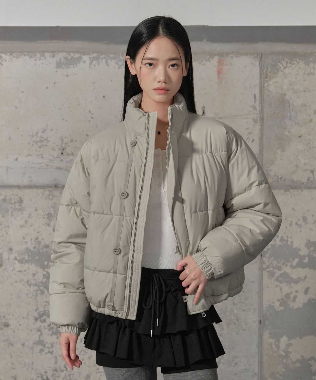 세컨모놀로그(SECONDMONO) Double Adjust Button Short Padded Jumper 6 color_SEJP005