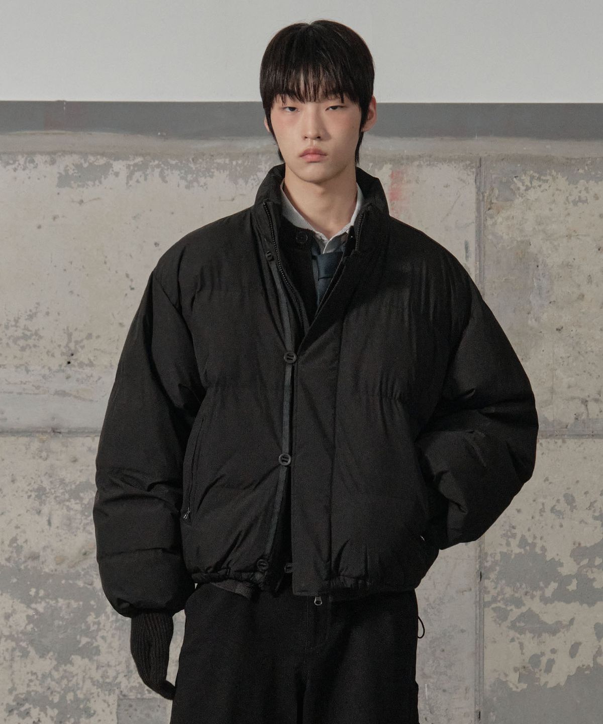 세컨모놀로그(SECONDMONO) Double Adjust Button Short Padded Jumper 6 color_SEJP005