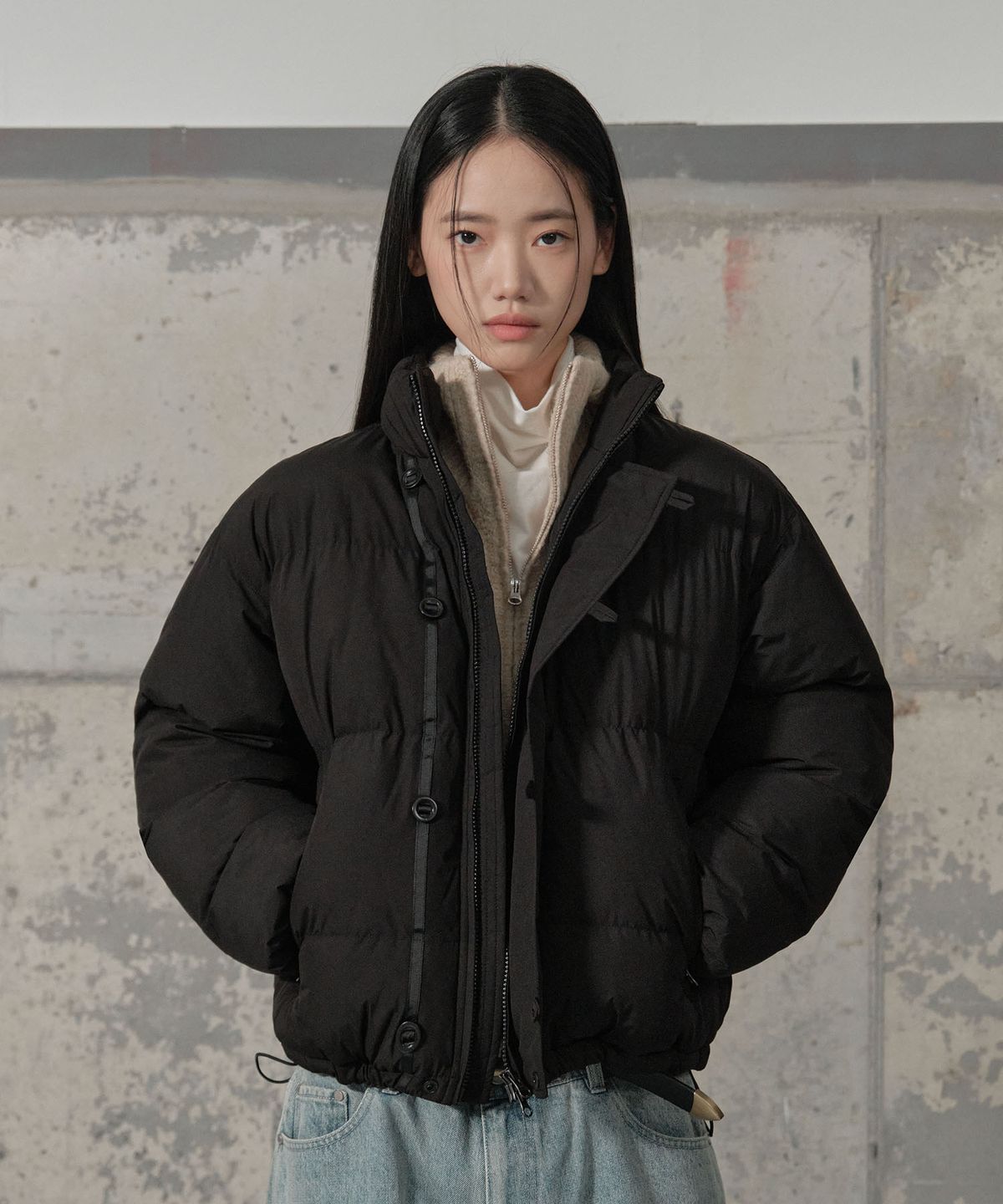 세컨모놀로그(SECONDMONO) Double Adjust Button Short Padded Jumper 6 color_SEJP005