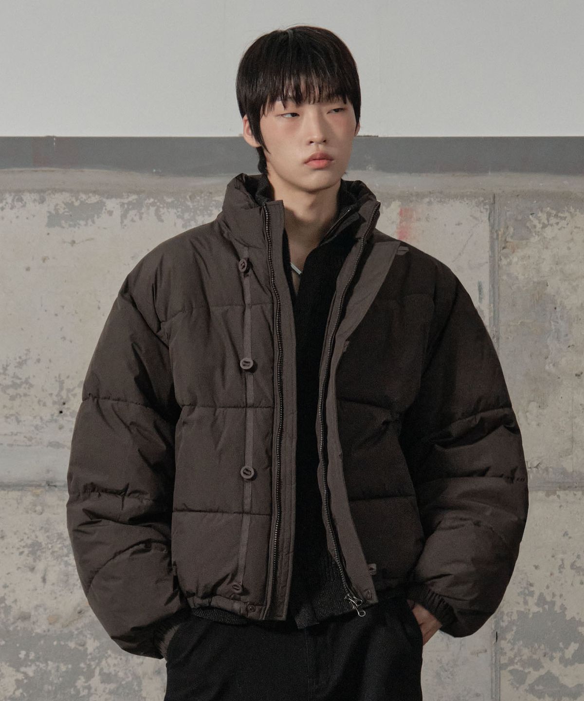 세컨모놀로그(SECONDMONO) Double Adjust Button Short Padded Jumper 6 color_SEJP005