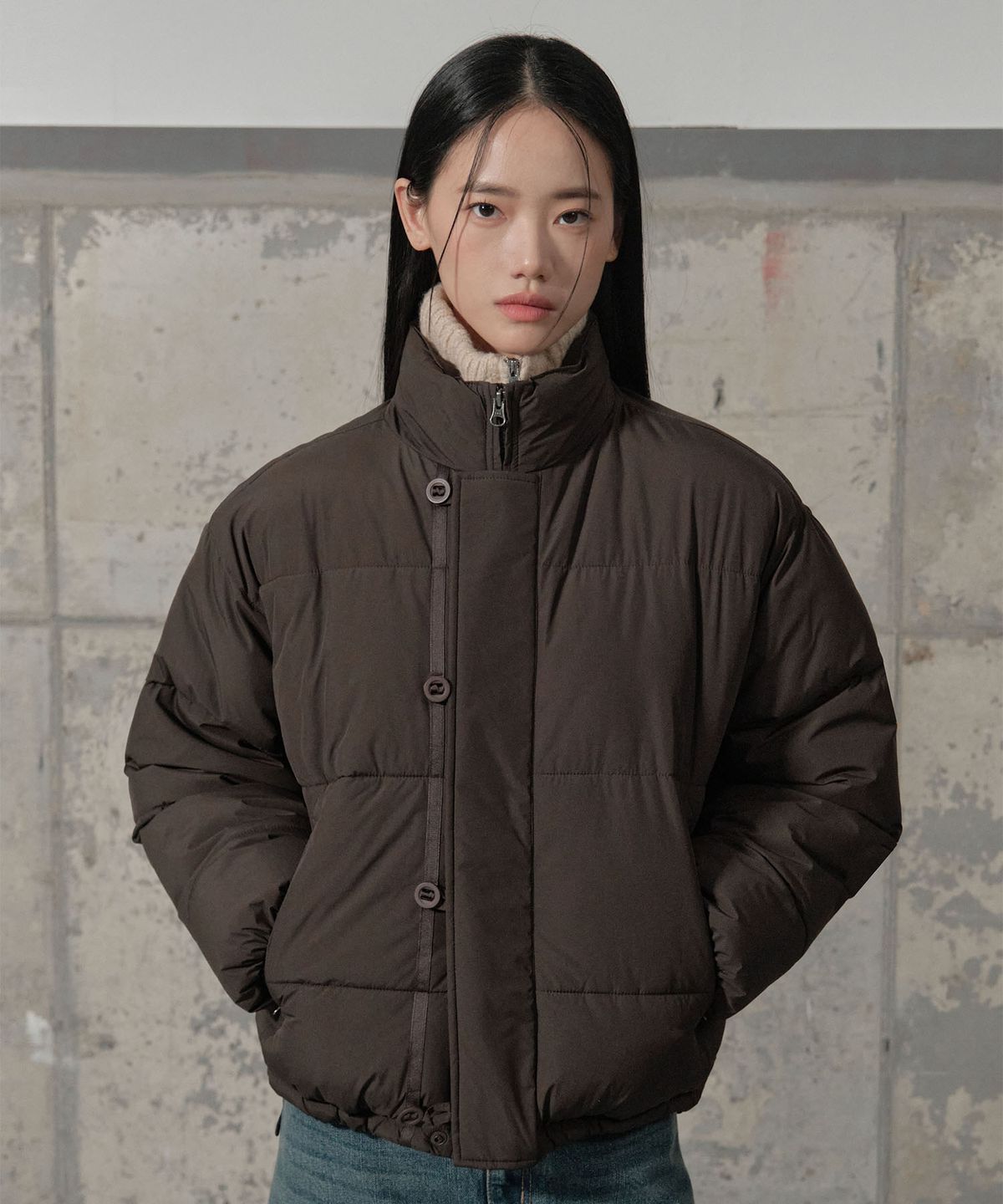 세컨모놀로그(SECONDMONO) Double Adjust Button Short Padded Jumper 6 color_SEJP005