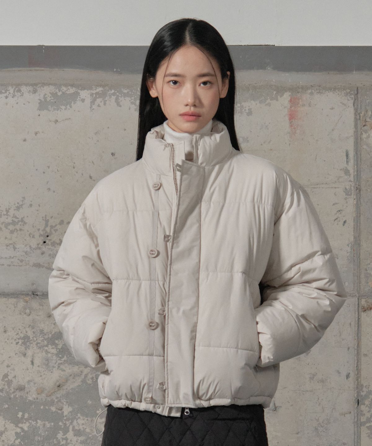 세컨모놀로그(SECONDMONO) Double Adjust Button Short Padded Jumper 6 color_SEJP005