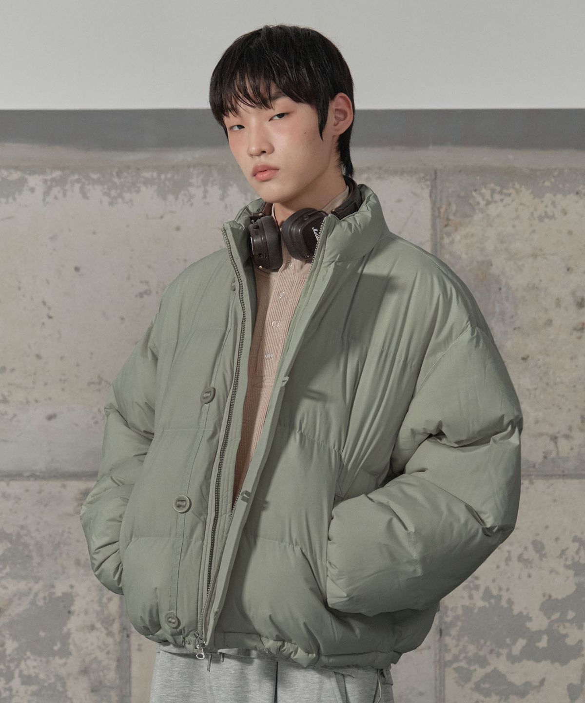 세컨모놀로그(SECONDMONO) Double Adjust Button Short Padded Jumper 6 color_SEJP005