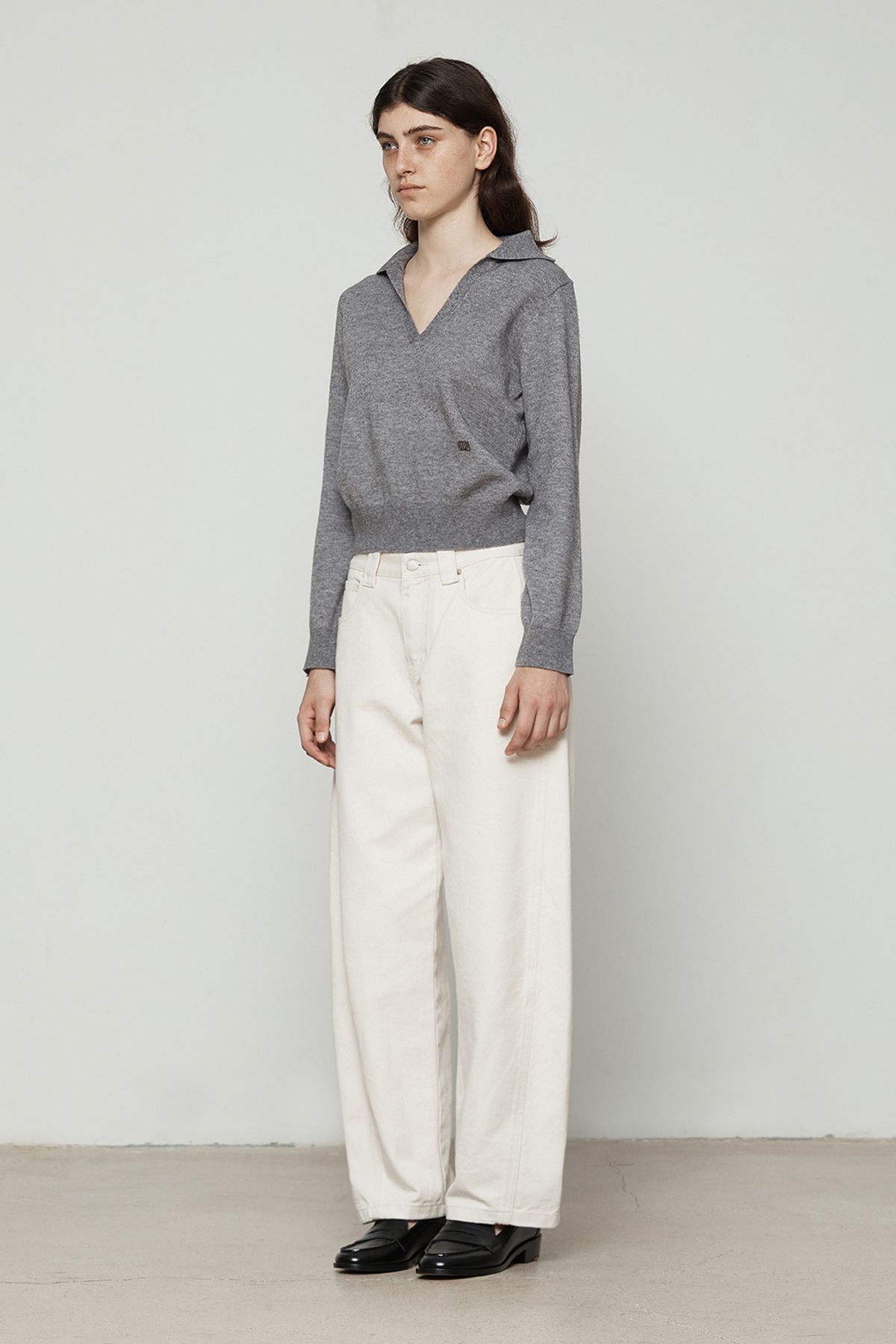 커렌트(CURRENT) 커브드 핏 다잉 데님 [화이트]