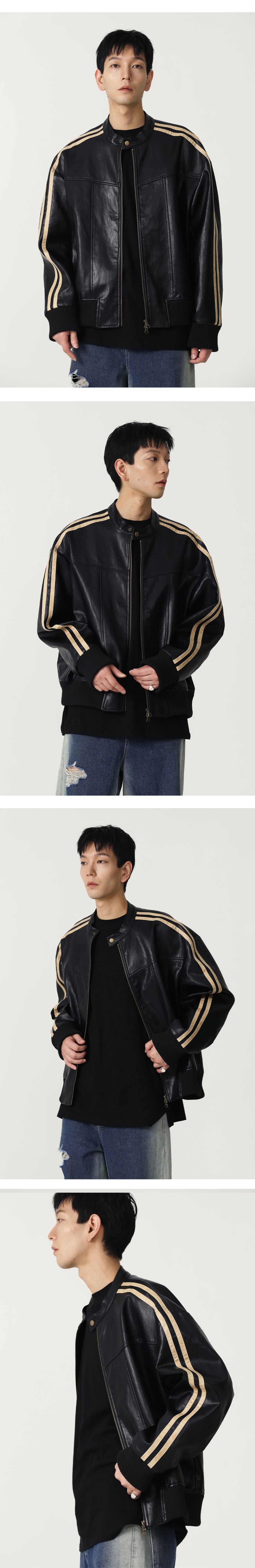 ジャケット・アウター SUPERSUB Leather Jumper musinsa MUSINSA | SUPERSUB Vintage Track Biker Leather Jumper - Brown