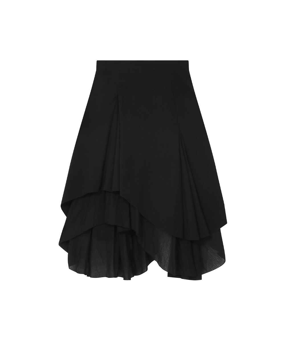◆MISEKI SEOUL◆ Flare long skirt BLACK MSK252SK06BK MUSINSA | MISEKI SEOUL Unbalanced layered skirt BLACK