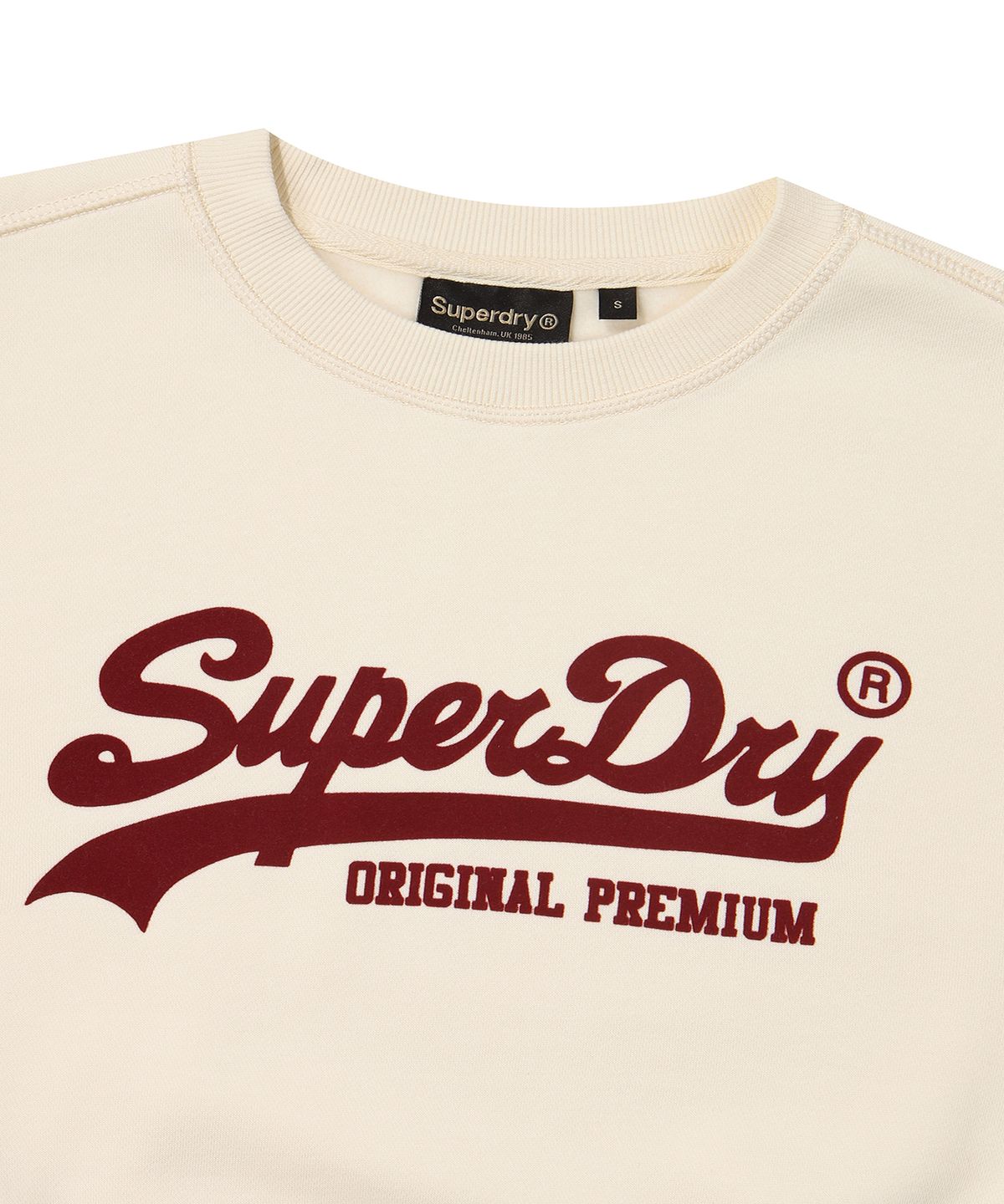 슈퍼드라이(SUPERDRY) W 빈티지 로고 크롭 맨투맨 아이보리