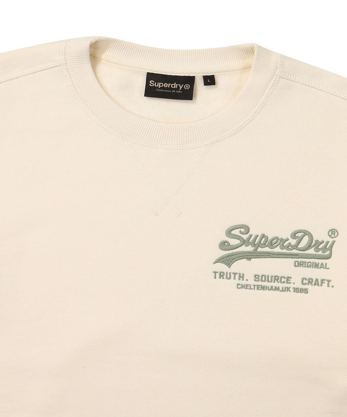 슈퍼드라이(SUPERDRY) 빈티지 스몰 로고 맨투맨 아이보리