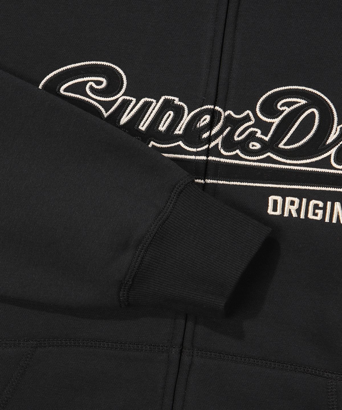 슈퍼드라이(SUPERDRY) 빈티지 로고 투웨이 후드 집업 블랙