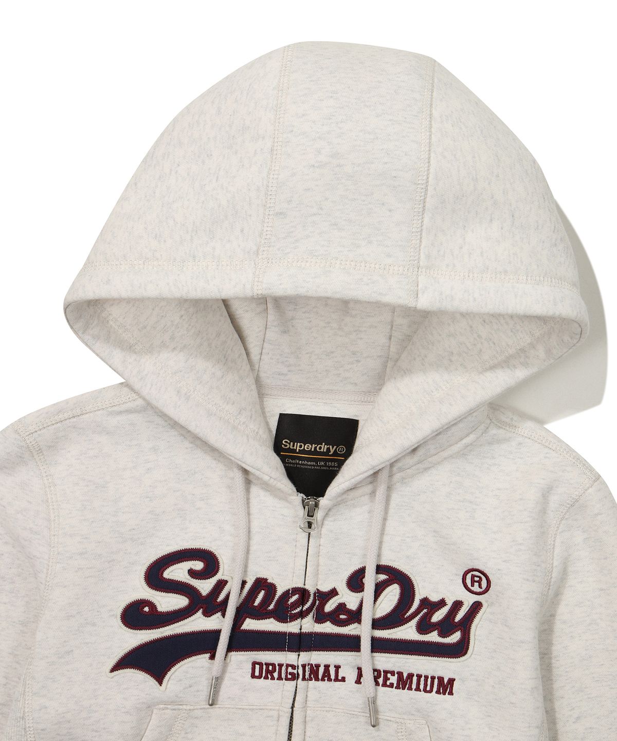 슈퍼드라이(SUPERDRY) W 빈티지 로고 투웨이 후드 집업 라이트 그레이