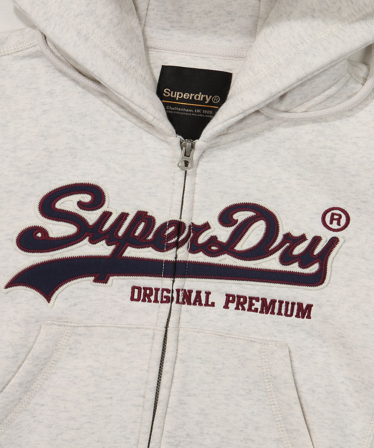 슈퍼드라이(SUPERDRY) W 빈티지 로고 투웨이 후드 집업 라이트 그레이