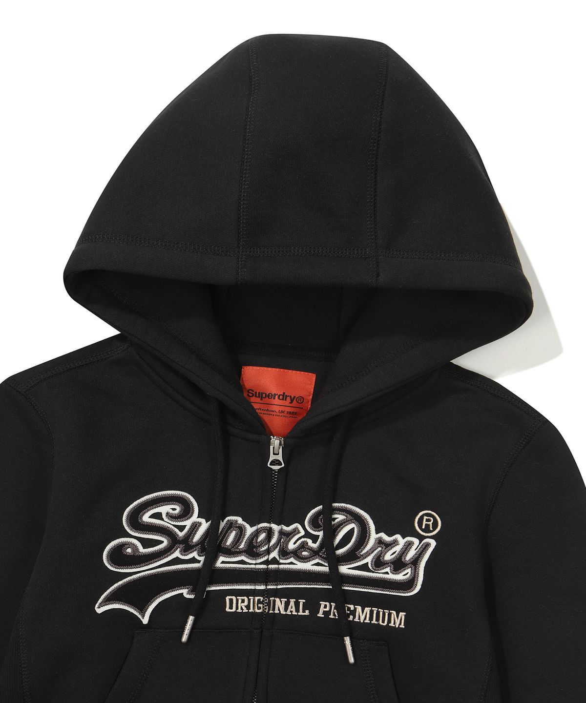 슈퍼드라이(SUPERDRY) W 빈티지 로고 투웨이 후드 집업 블랙
