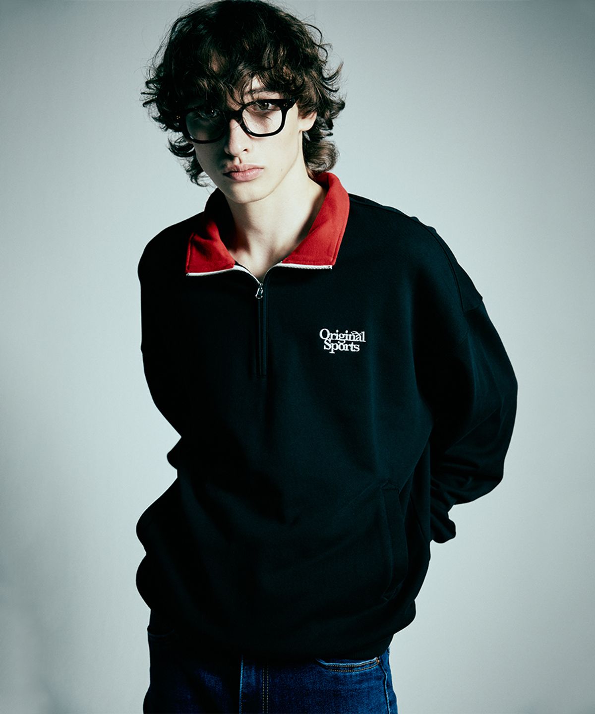 프로-스펙스(PRO-SPECS) COLOR BLOCK HALF ZIPUP BLAK