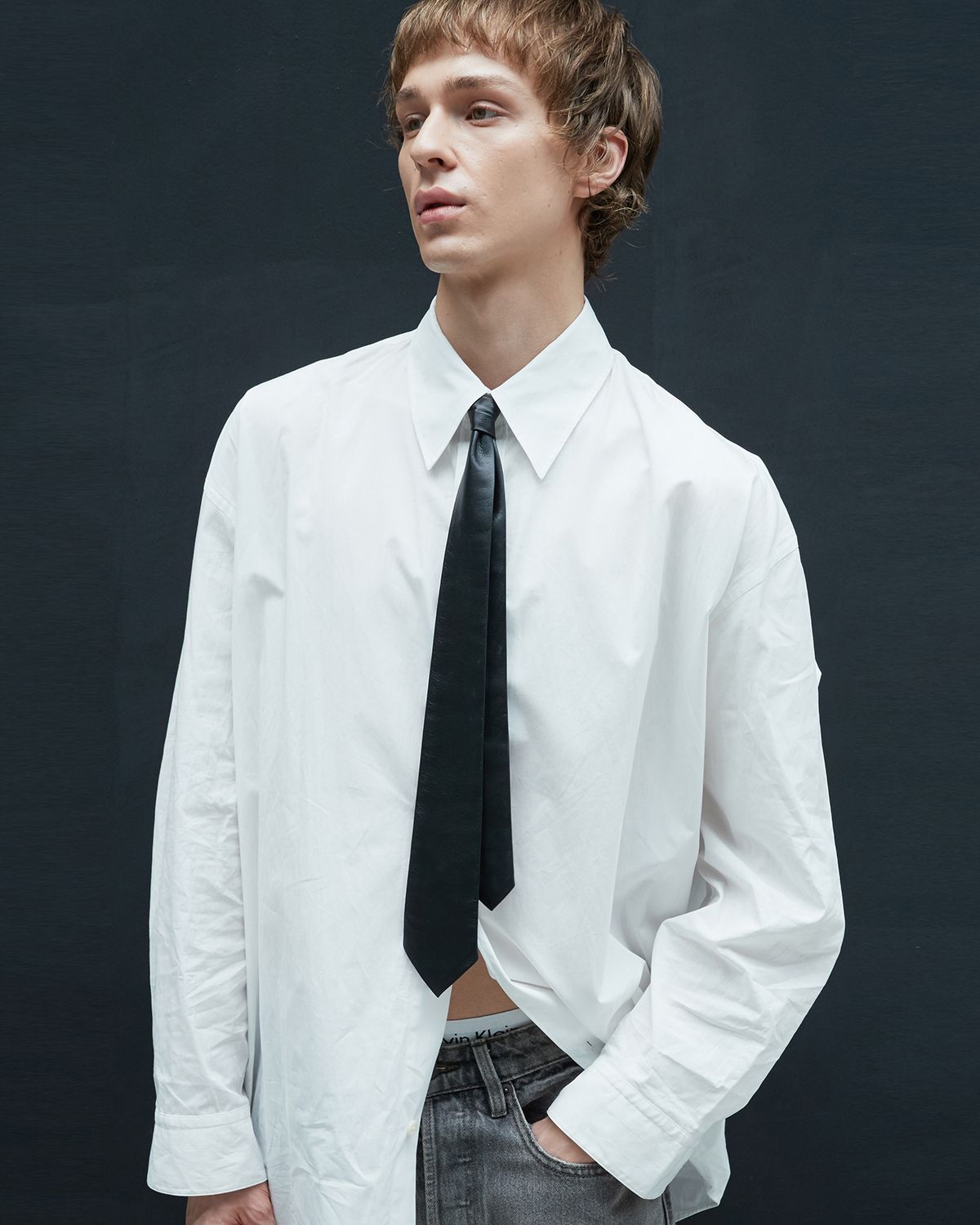 베르데마르(VERDEMAR) Italian nappa Lambskin Simple leather Tie