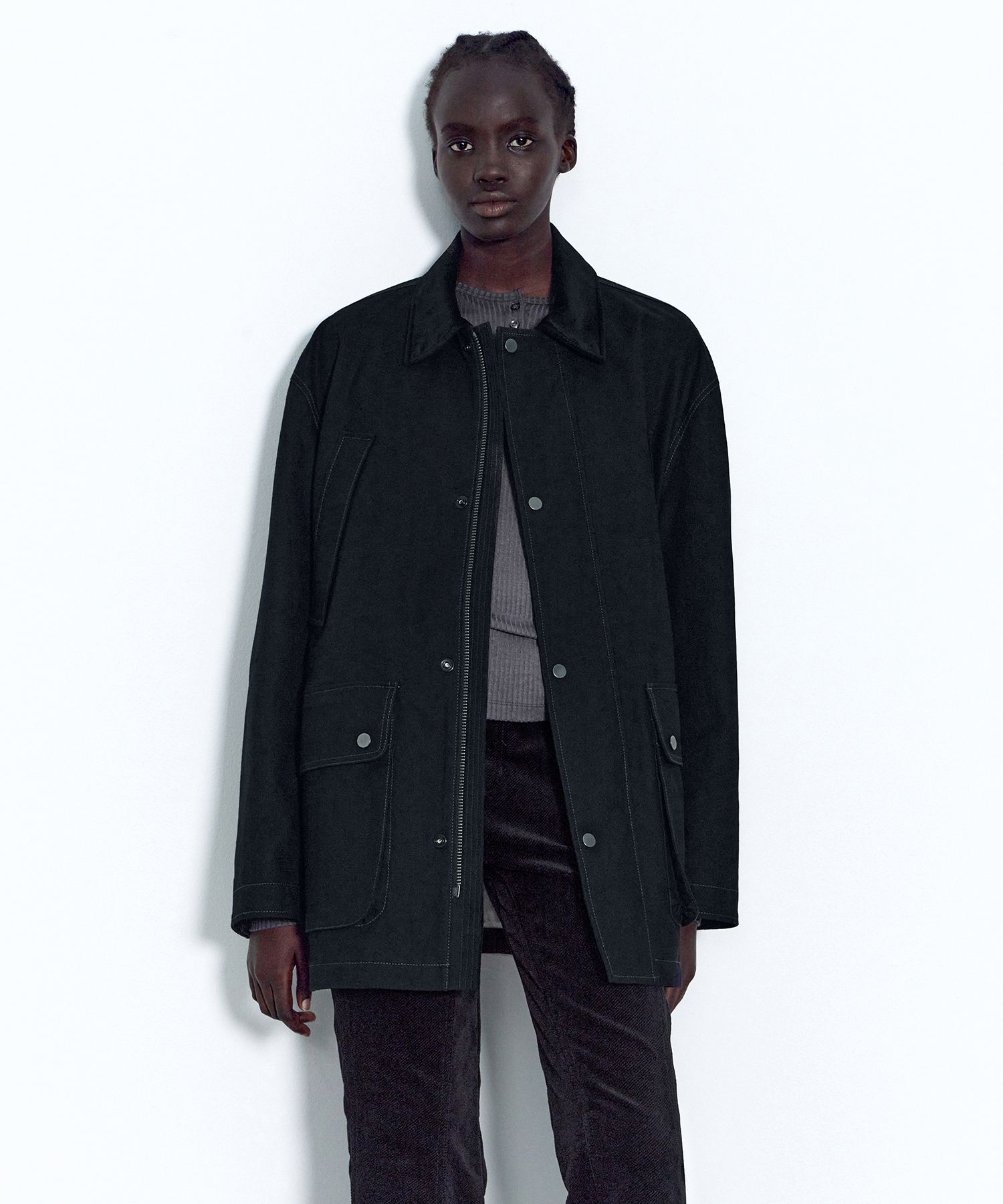 [INSILENCE] Duck Canvas Chore Jacket /追跡付 MUSINSA | INSILENCE Duck Canvas Chore Jacket FADED BLACK