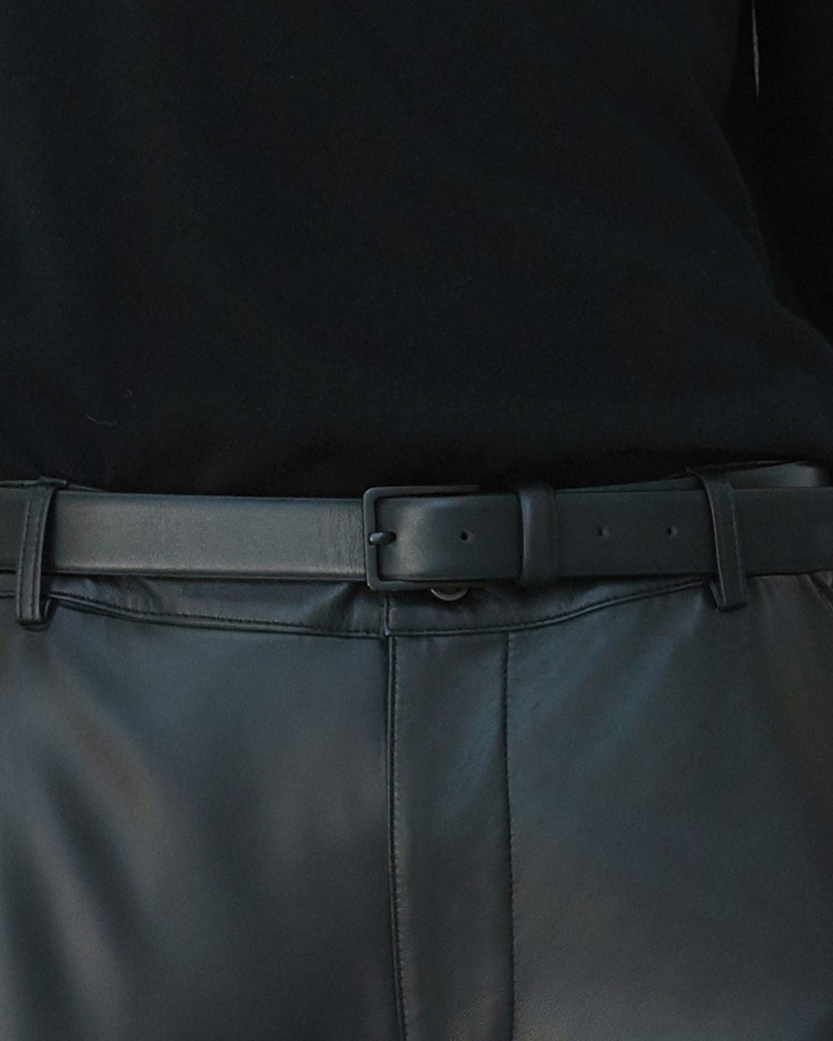 베르데마르(VERDEMAR) Matt square leather belt_Black